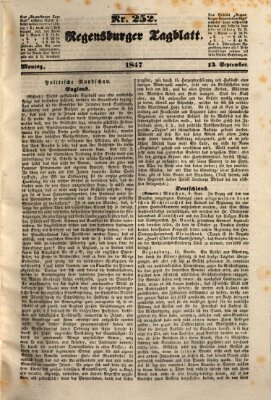 Regensburger Tagblatt Montag 13. September 1847