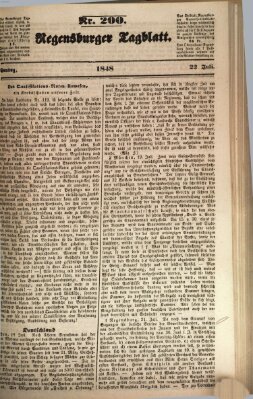 Regensburger Tagblatt Samstag 22. Juli 1848