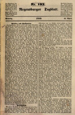Regensburger Tagblatt Sonntag 15. April 1849