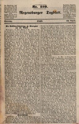 Regensburger Tagblatt Sonntag 22. April 1849