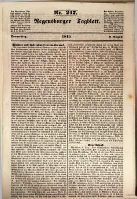 Regensburger Tagblatt Donnerstag 9. August 1849