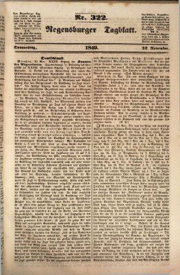 Regensburger Tagblatt Donnerstag 22. November 1849