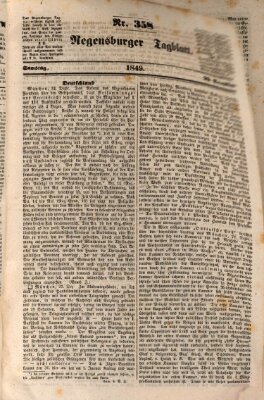 Regensburger Tagblatt Samstag 29. Dezember 1849
