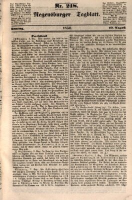 Regensburger Tagblatt Samstag 10. August 1850