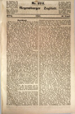 Regensburger Tagblatt Freitag 16. August 1850