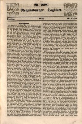 Regensburger Tagblatt Dienstag 20. August 1850