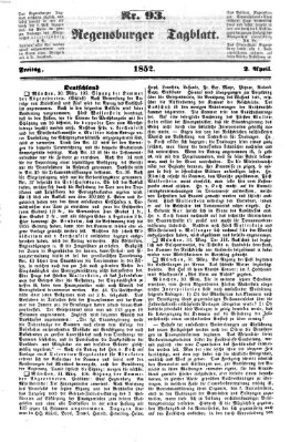 Regensburger Tagblatt Freitag 2. April 1852