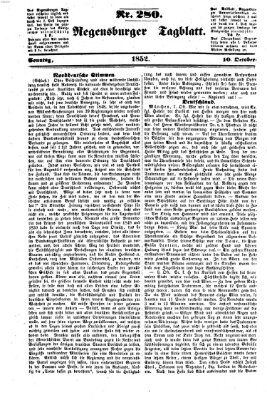 Regensburger Tagblatt Sonntag 10. Oktober 1852