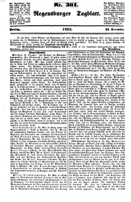Regensburger Tagblatt Freitag 31. Dezember 1852