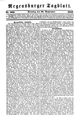 Regensburger Tagblatt Dienstag 27. September 1853