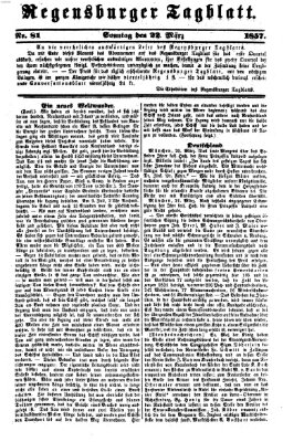 Regensburger Tagblatt Sonntag 22. März 1857