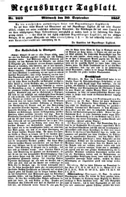 Regensburger Tagblatt Mittwoch 30. September 1857