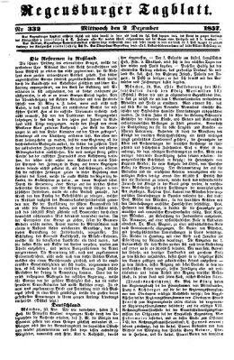 Regensburger Tagblatt Mittwoch 2. Dezember 1857
