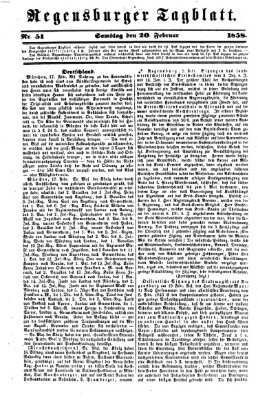 Regensburger Tagblatt Samstag 20. Februar 1858