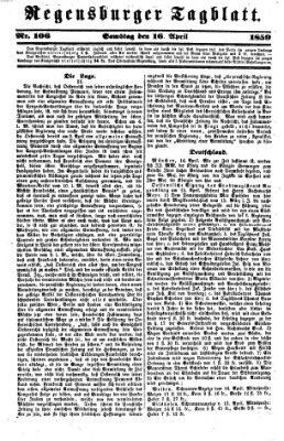 Regensburger Tagblatt Samstag 16. April 1859