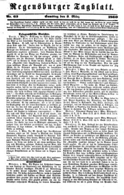 Regensburger Tagblatt Samstag 3. März 1860