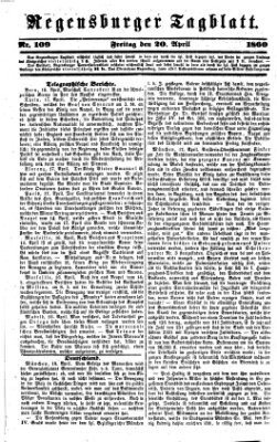 Regensburger Tagblatt Freitag 20. April 1860