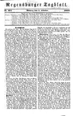 Regensburger Tagblatt Montag 1. Oktober 1860
