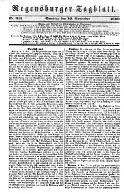 Regensburger Tagblatt Samstag 10. November 1860