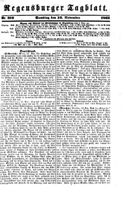 Regensburger Tagblatt Samstag 16. November 1861