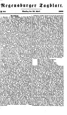 Regensburger Tagblatt Samstag 25. April 1868