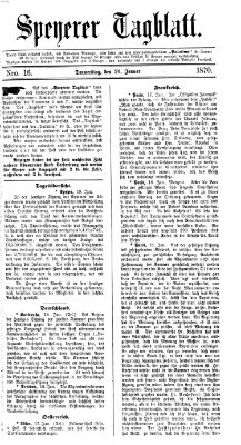 Speyerer Tagblatt Donnerstag 20. Januar 1870