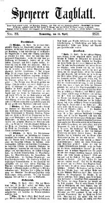 Speyerer Tagblatt Donnerstag 14. April 1870