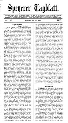 Speyerer Tagblatt Samstag 23. April 1870