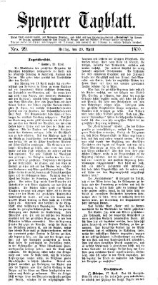 Speyerer Tagblatt Freitag 29. April 1870
