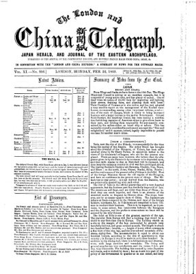 The London and China telegraph Montag 22. Februar 1869