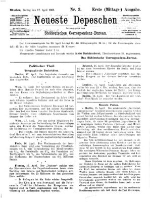 Süddeutscher Telegraph Freitag 17. April 1868