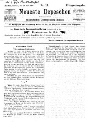 Süddeutscher Telegraph Mittwoch 29. April 1868