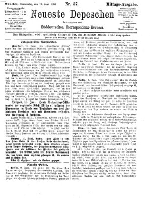 Süddeutscher Telegraph Donnerstag 11. Juni 1868