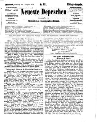 Süddeutscher Telegraph Dienstag 4. August 1868