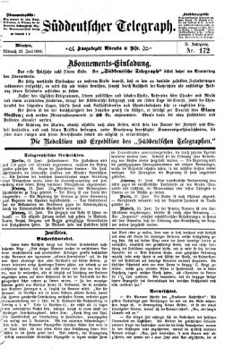 Süddeutscher Telegraph Mittwoch 23. Juni 1869
