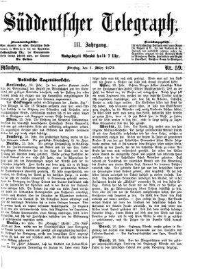 Süddeutscher Telegraph Dienstag 1. März 1870