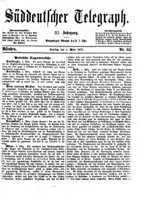 Süddeutscher Telegraph Sonntag 6. März 1870