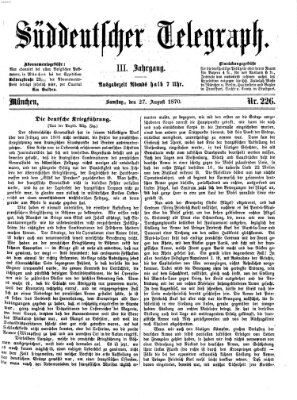 Süddeutscher Telegraph Samstag 27. August 1870