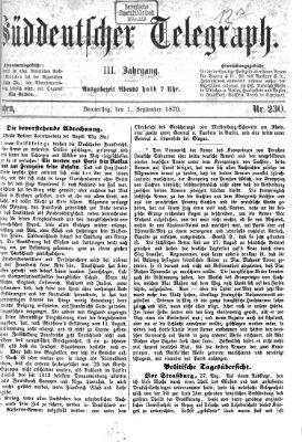 Süddeutscher Telegraph Donnerstag 1. September 1870