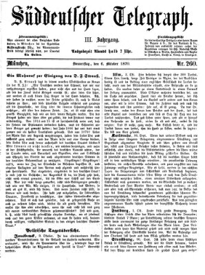 Süddeutscher Telegraph Donnerstag 6. Oktober 1870