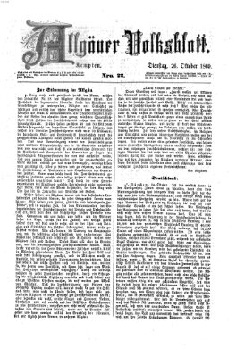 Allgäuer Volksblatt Dienstag 26. Oktober 1869