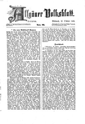Allgäuer Volksblatt Mittwoch 27. Oktober 1869