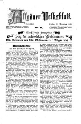 Allgäuer Volksblatt Freitag 19. November 1869
