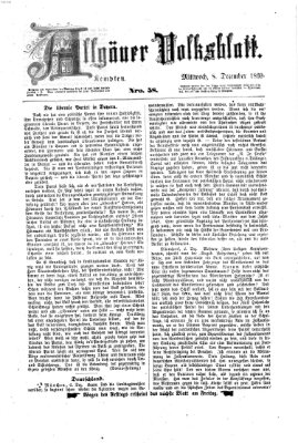 Allgäuer Volksblatt Mittwoch 8. Dezember 1869