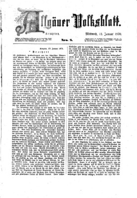Allgäuer Volksblatt Mittwoch 12. Januar 1870