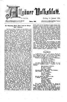 Allgäuer Volksblatt Freitag 14. Januar 1870