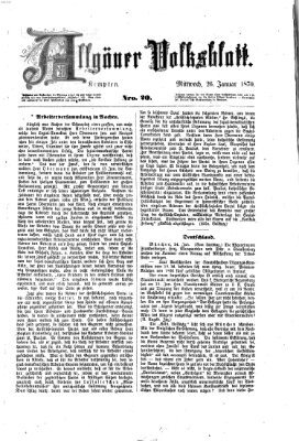 Allgäuer Volksblatt Mittwoch 26. Januar 1870