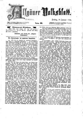 Allgäuer Volksblatt Freitag 28. Januar 1870