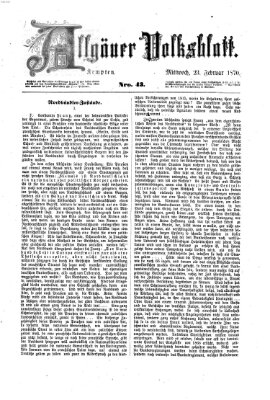 Allgäuer Volksblatt Mittwoch 23. Februar 1870