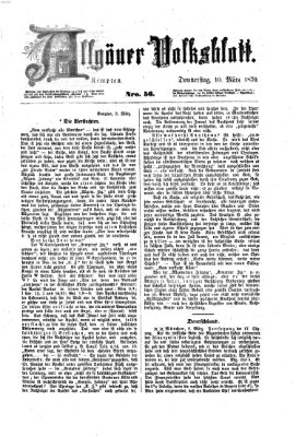 Allgäuer Volksblatt Donnerstag 10. März 1870